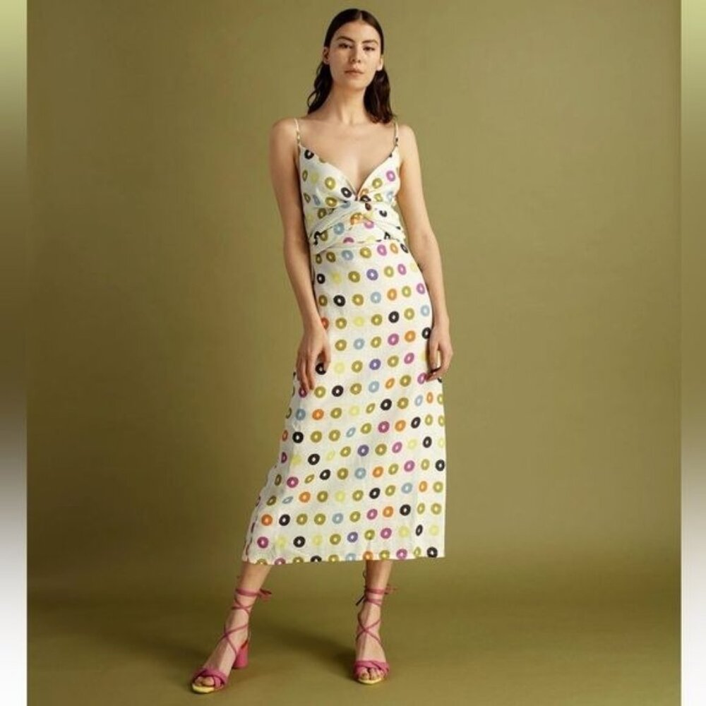 Cala de la Cruz Sabina linen midi Dress Taffy Multi color Medium